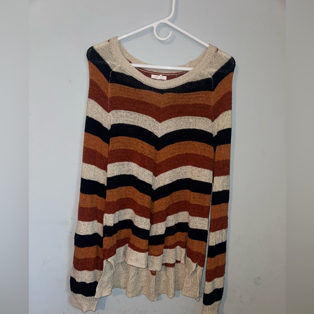 Maurices Striped Sweater - Cream, Brown, Black